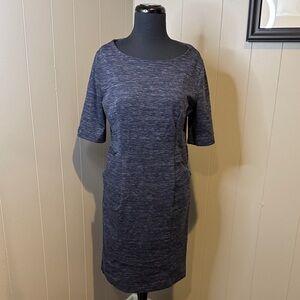 B15 Covington Women’s Medium Navy Heather Midi Dress with Pockets
